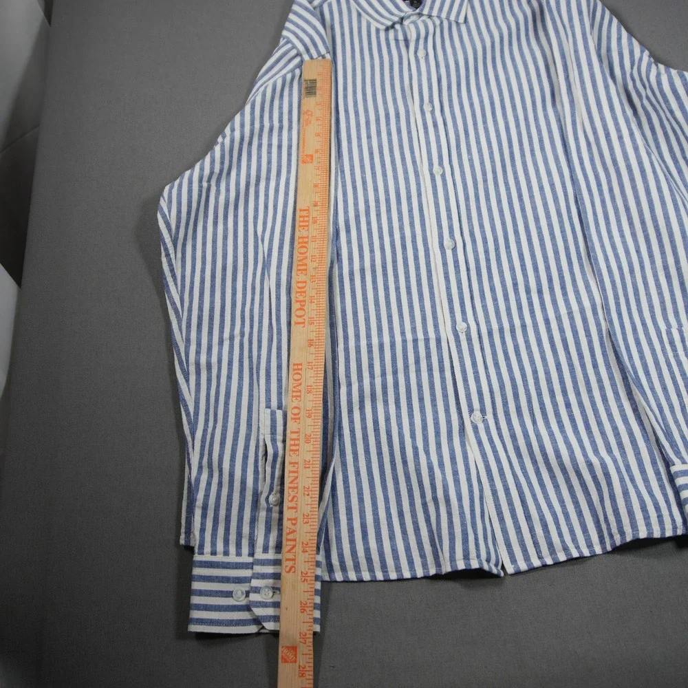 Banana Republic Linen Cotton Untucked Stripe Nautical Slim Fit Striped Shirt XL